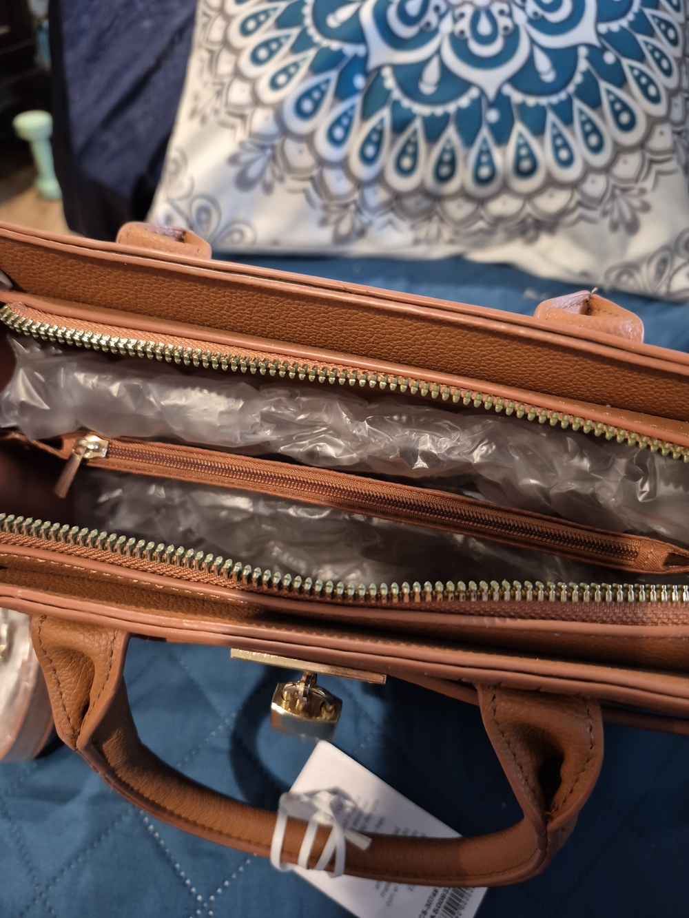 Alyssa Tan Heart-Embossed Structured Satchel - Picture 9 of 9